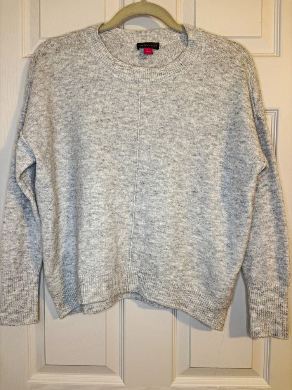 Vince Camuto Women’s Gray Crew Neck Tight-Knit Pullover Sweater Long Sleeve S